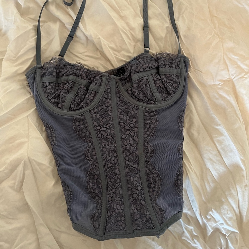 URBAN OUTFITTERS Out From Under Modern Love Corset in a musky blue